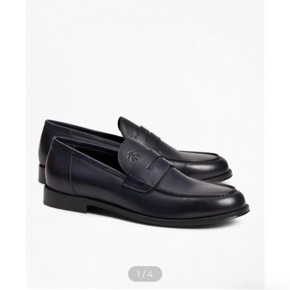 Navy 1818 Footwear Leather Penny Loafers